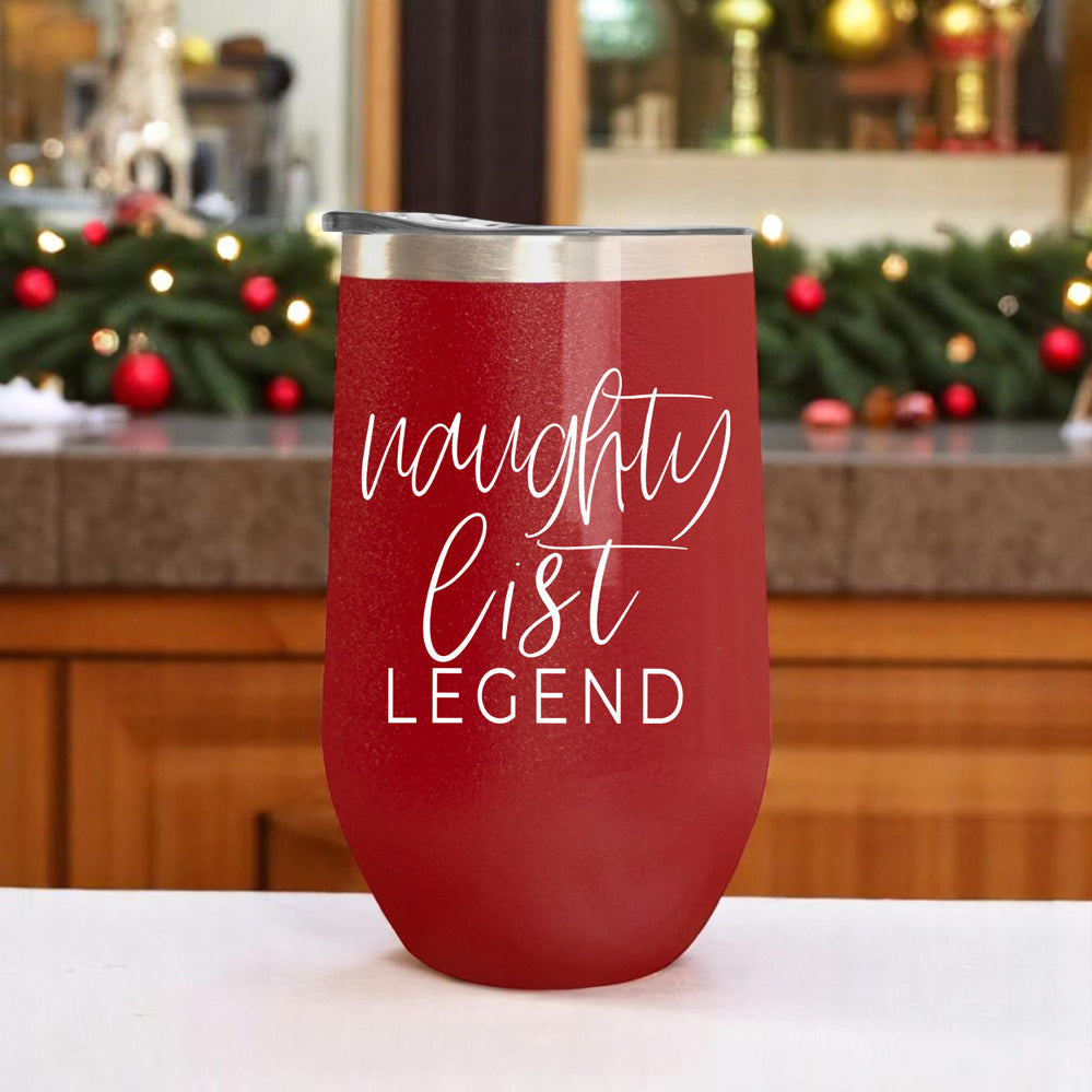 Christmas Humor Wine Tumbler | Red Naughty List
Naughty List Wine Cup | 17oz Stainless Steel | VIP Collection Gia Roma